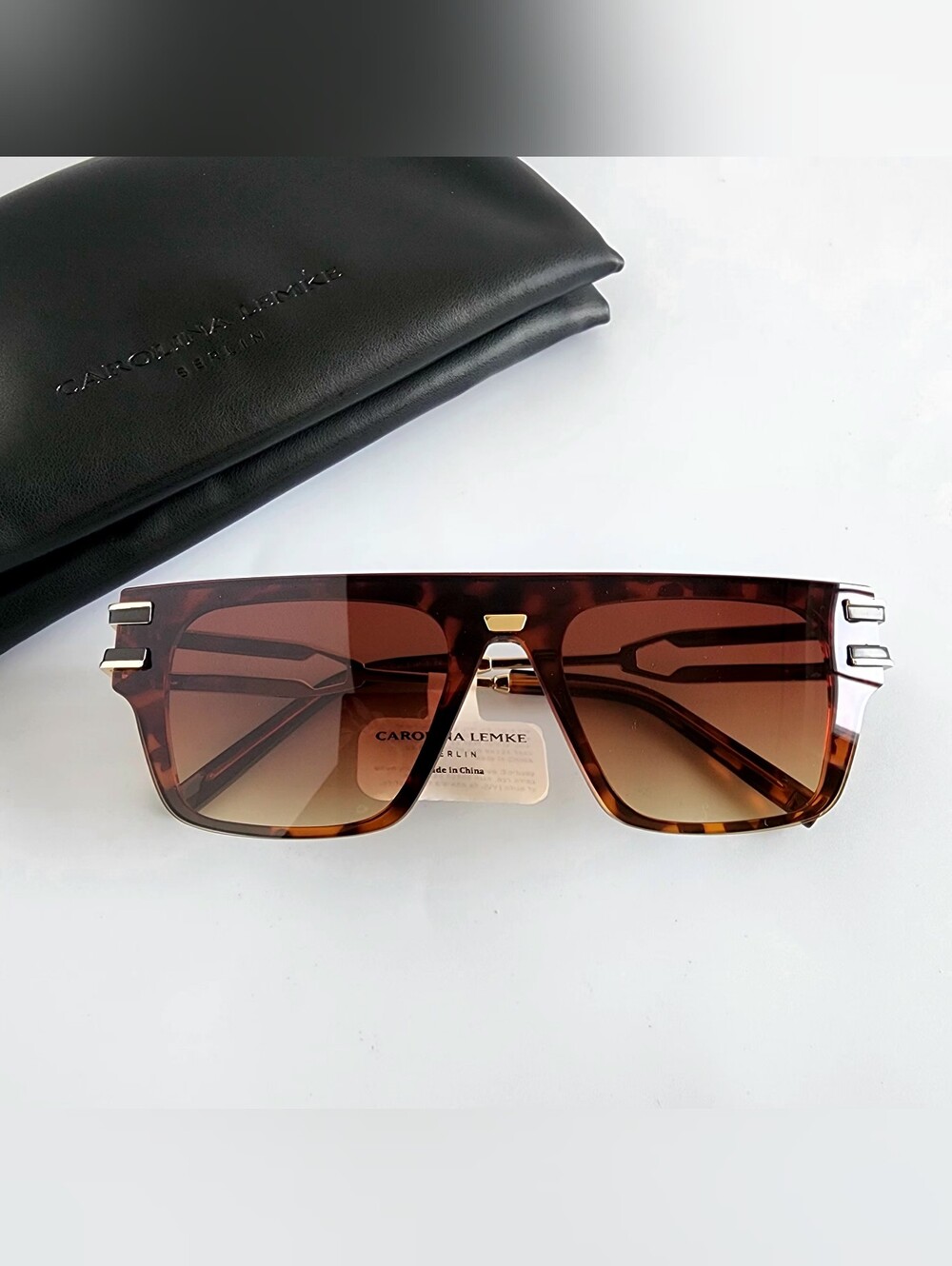 BNIB Carolina Lemke Berlin "Fierce Demi" Unisex Sunglasses w/ Luxury Pillow Case